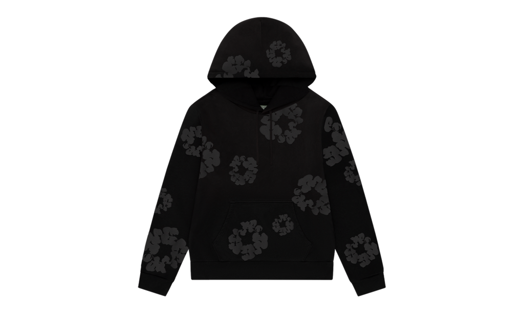 Faded Mono Cotton Wreath Hoodie "Black" DT238