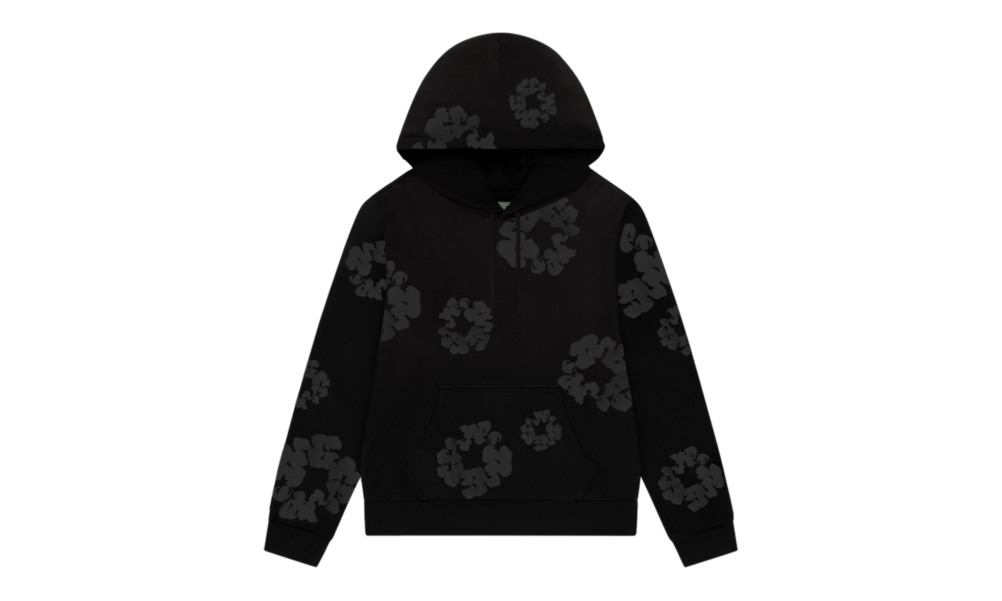 Faded Mono Cotton Wreath Hoodie "Black" DT238