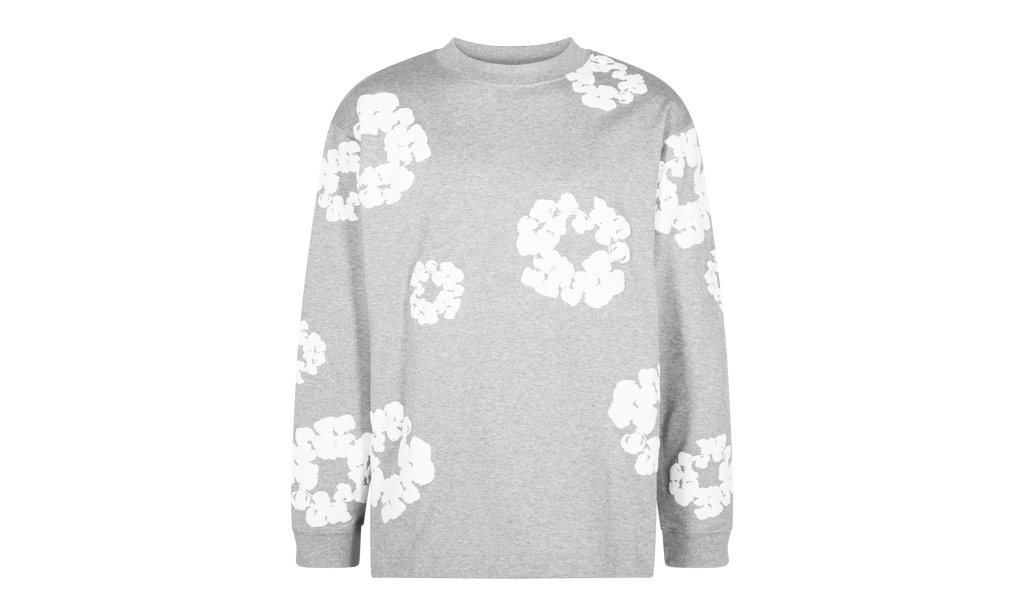 Long Sleeve Cotton Wreath Tee "Grey" DT055