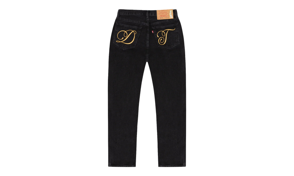 DT Metallic Gold Script 501 Jeans "Black" DT391
