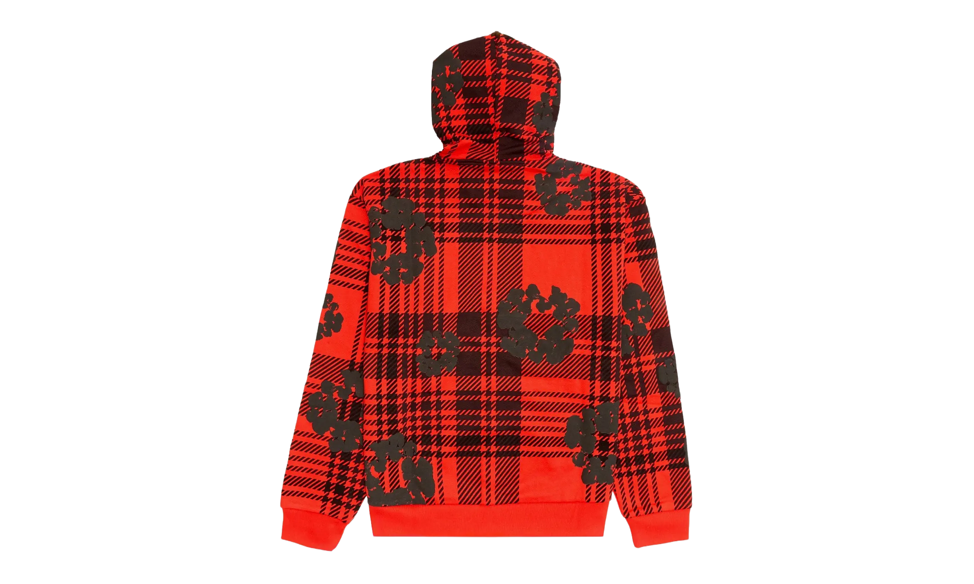 The Cotton Wreath Logo Zip Up Hooded Sweatshirt "Plaid - Red / Black" DT297