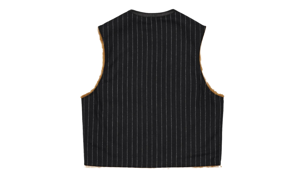 Reversible Pinstripe Shearling Vest "Black" DT456