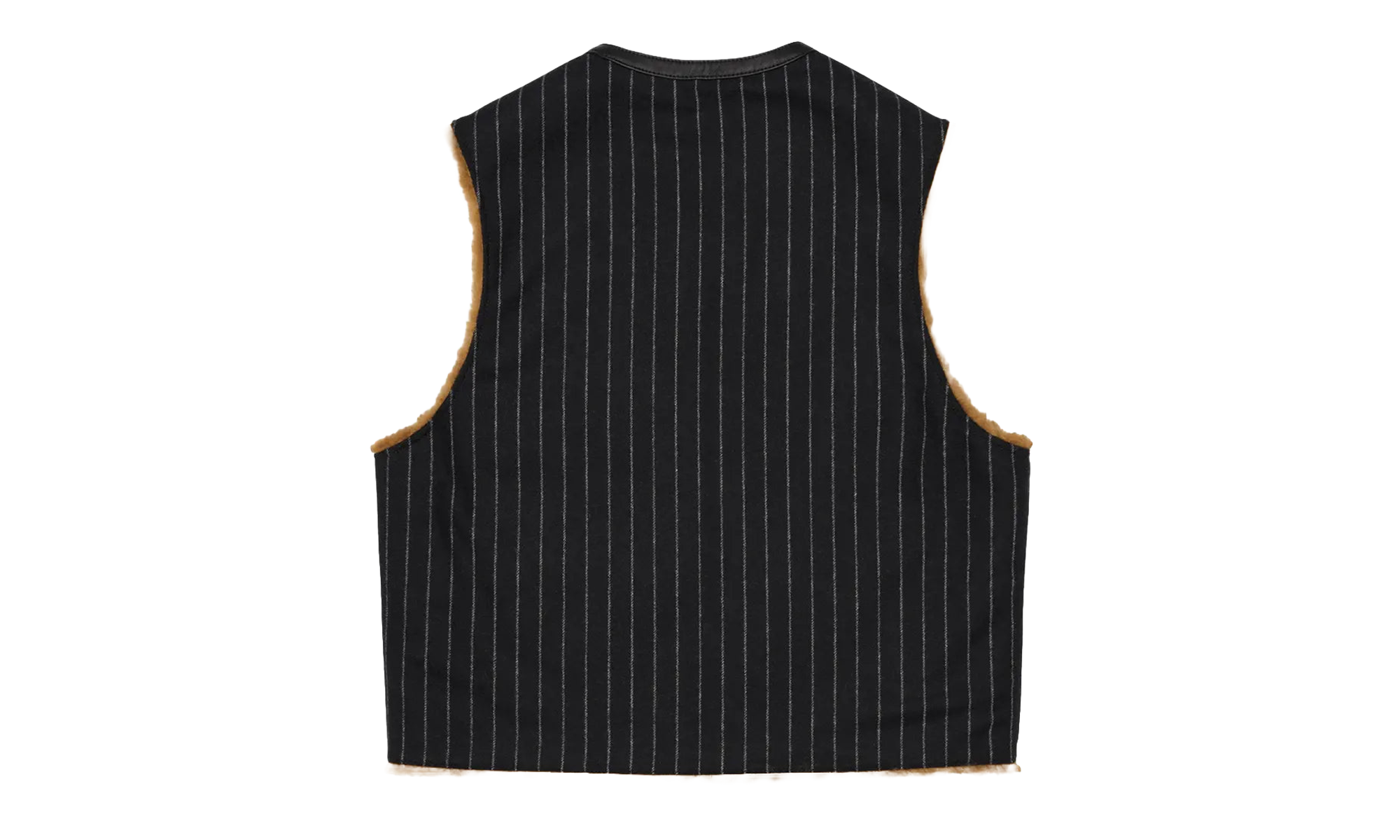 Reversible Pinstripe Shearling Vest "Black" DT456