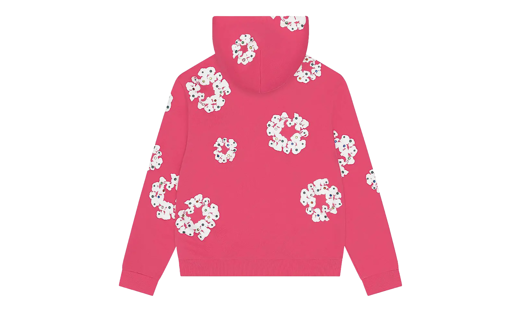 Rhinestone Cotton Wreath Zip Hoodie "Pink" DT510