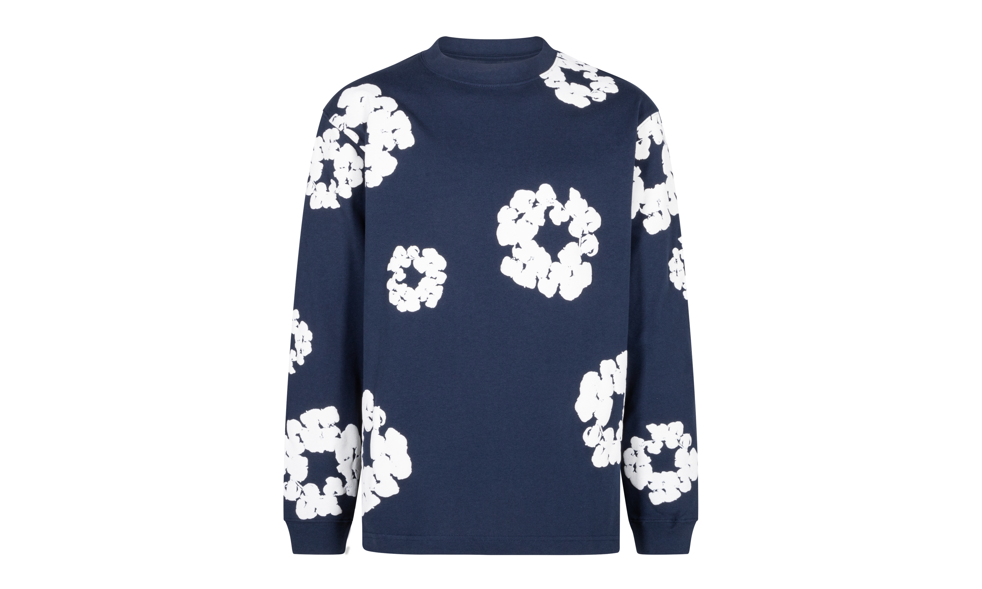 Long Sleeve Cotton Wreath Tee "Navy" DT056