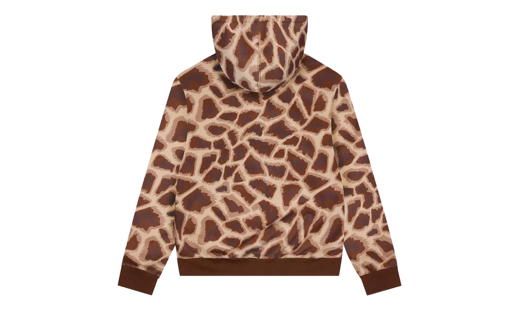 Faux Fur Giraffe Print Hoodie "Brown" DT547