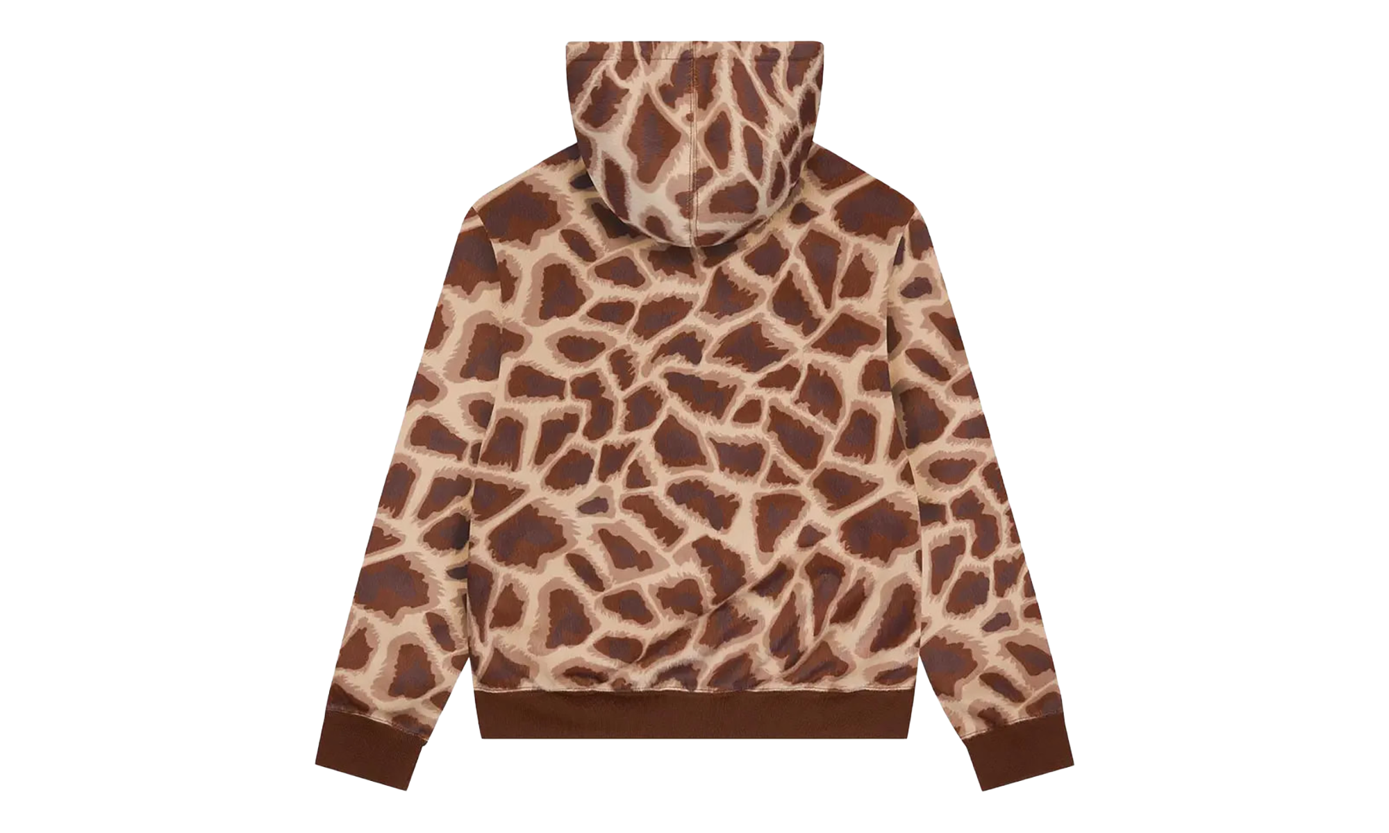 Faux Fur Giraffe Print Hoodie "Brown" DT547