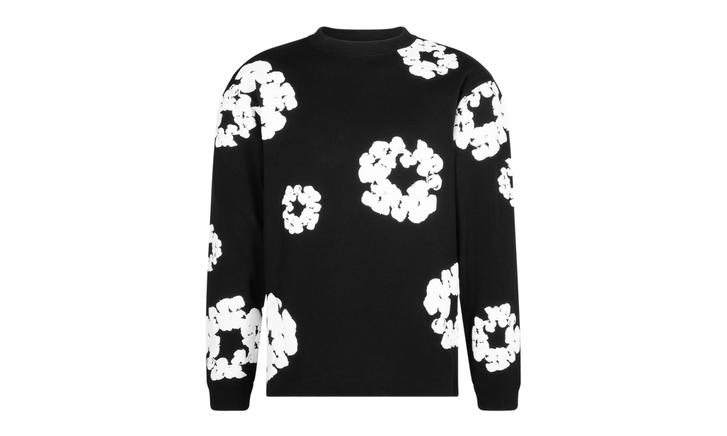 Long Sleeve Cotton Wreath Tee "Black" DT053