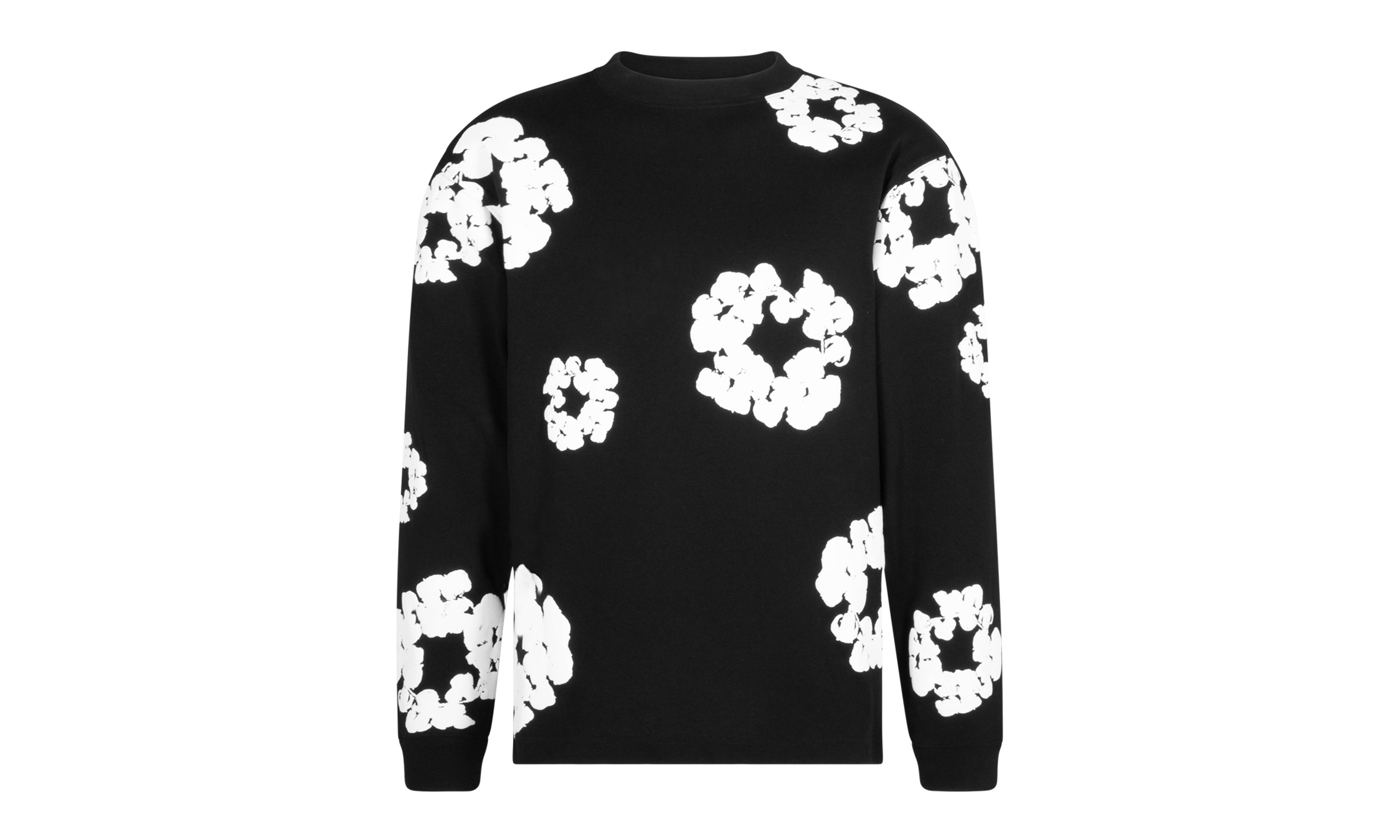 Long Sleeve Cotton Wreath Tee "Black" DT053