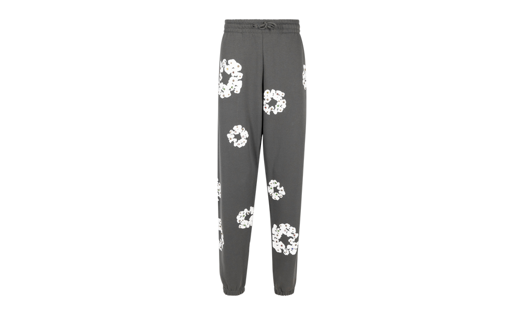 Rhinestone Cotton Wreath Sweatpants "Vintage Black" DT029