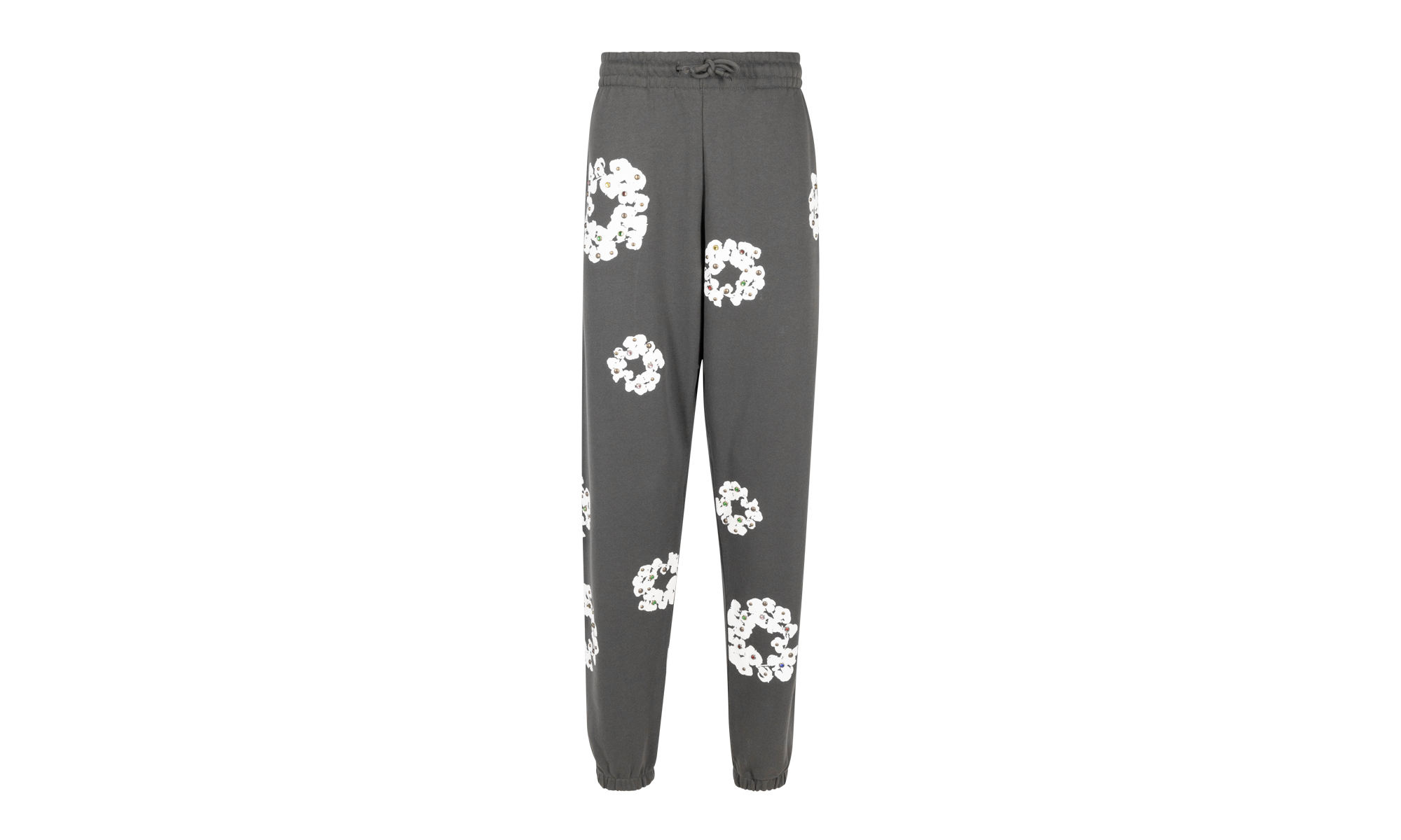 Rhinestone Cotton Wreath Sweatpants "Vintage Black" DT029