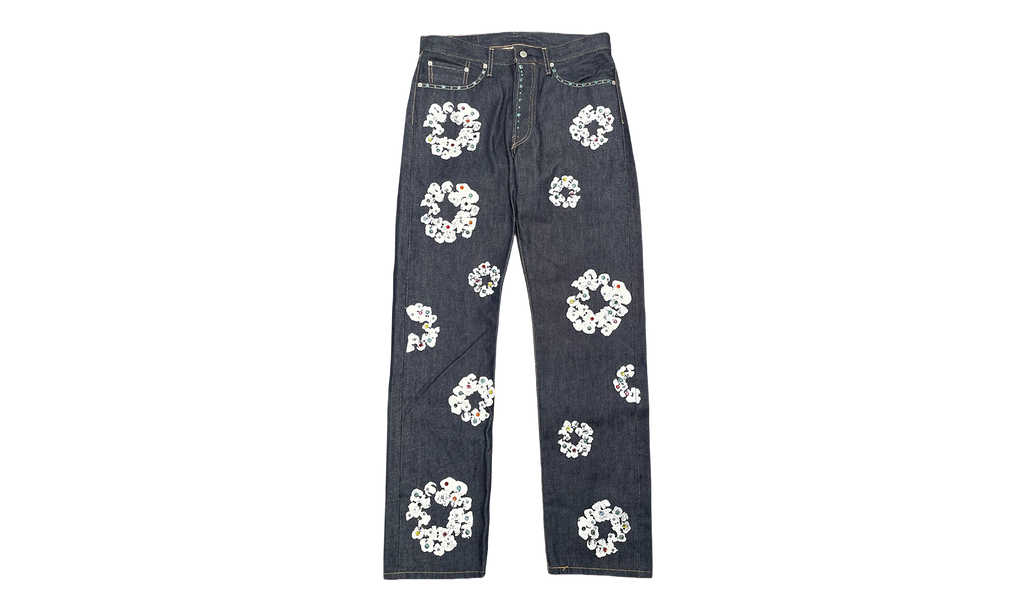Levi's 501 Rhinestone Cotton Wreath Logo Jeans "Selvedge - Indigo / White" DT295