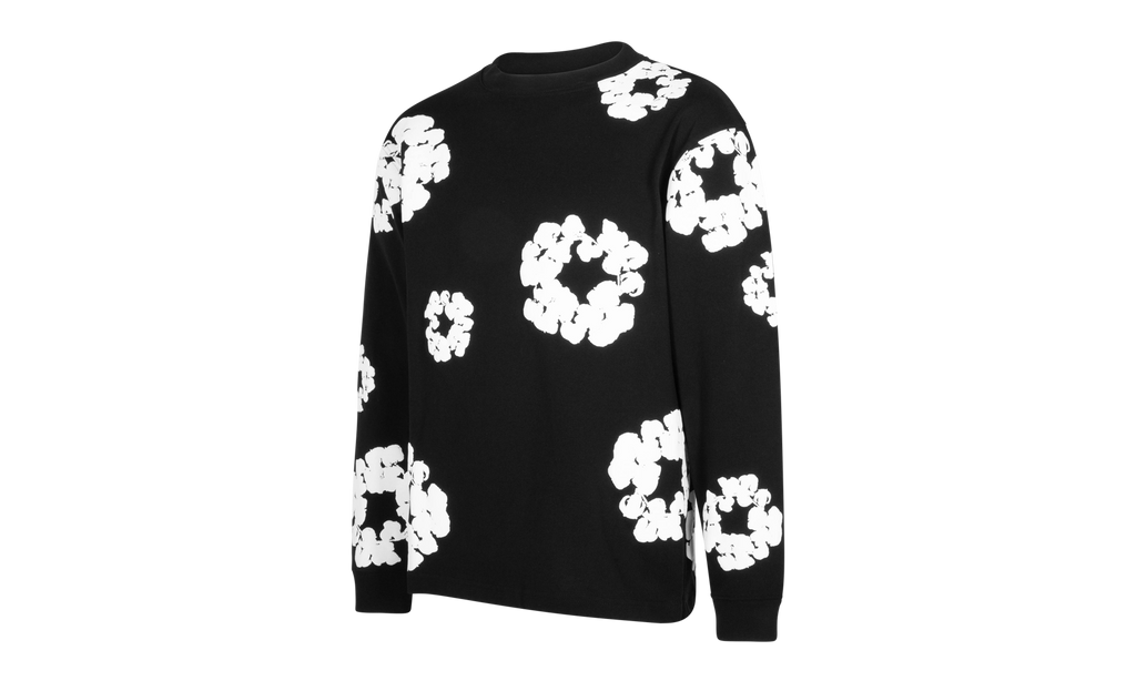 Long Sleeve Cotton Wreath Tee "Black" DT053
