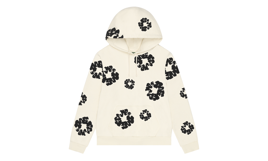Black Cotton Wreath Hoodie "Oatmeal" DT353