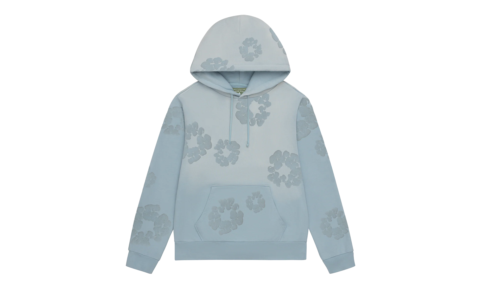 Faded Mono Cotton Wreath Hoodie "Light Blue" DT245