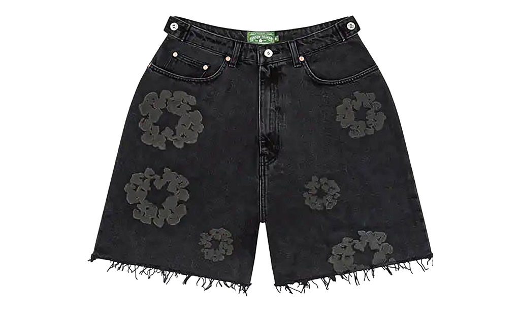 Mono Cotton Wreath Denim Shorts "Black" DT389