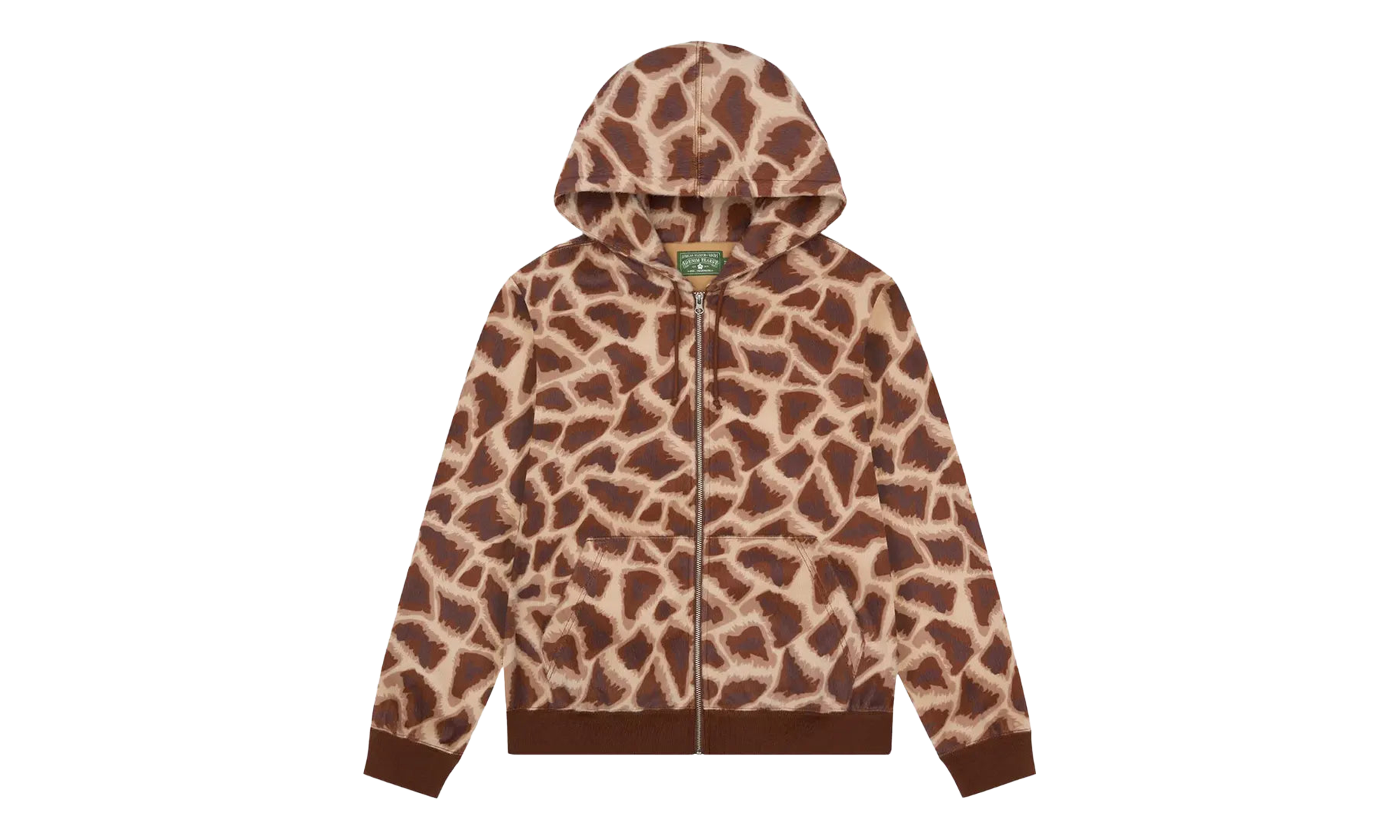 Faux Fur Giraffe Print Hoodie "Brown" DT547