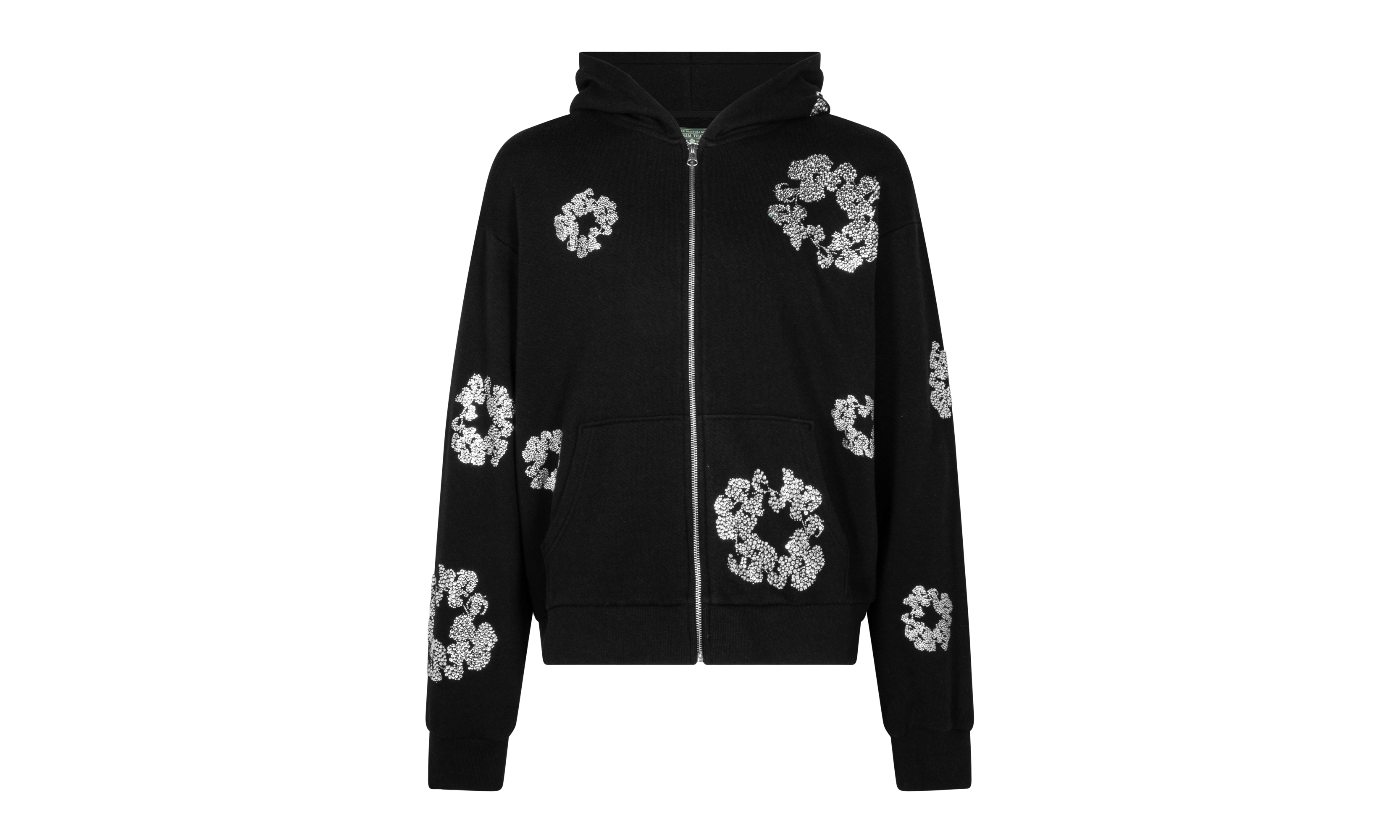 Cashmere Swarovski Cotton Wreath Zip Hoodie "Black" DT075