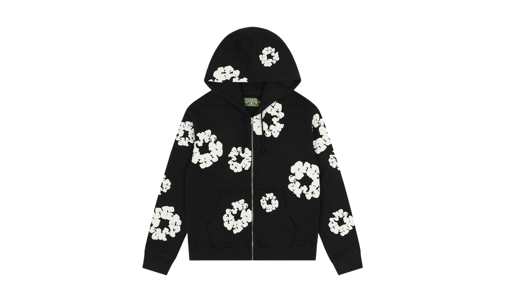 Cotton Wreath Zip Hoodie "Black" DT154