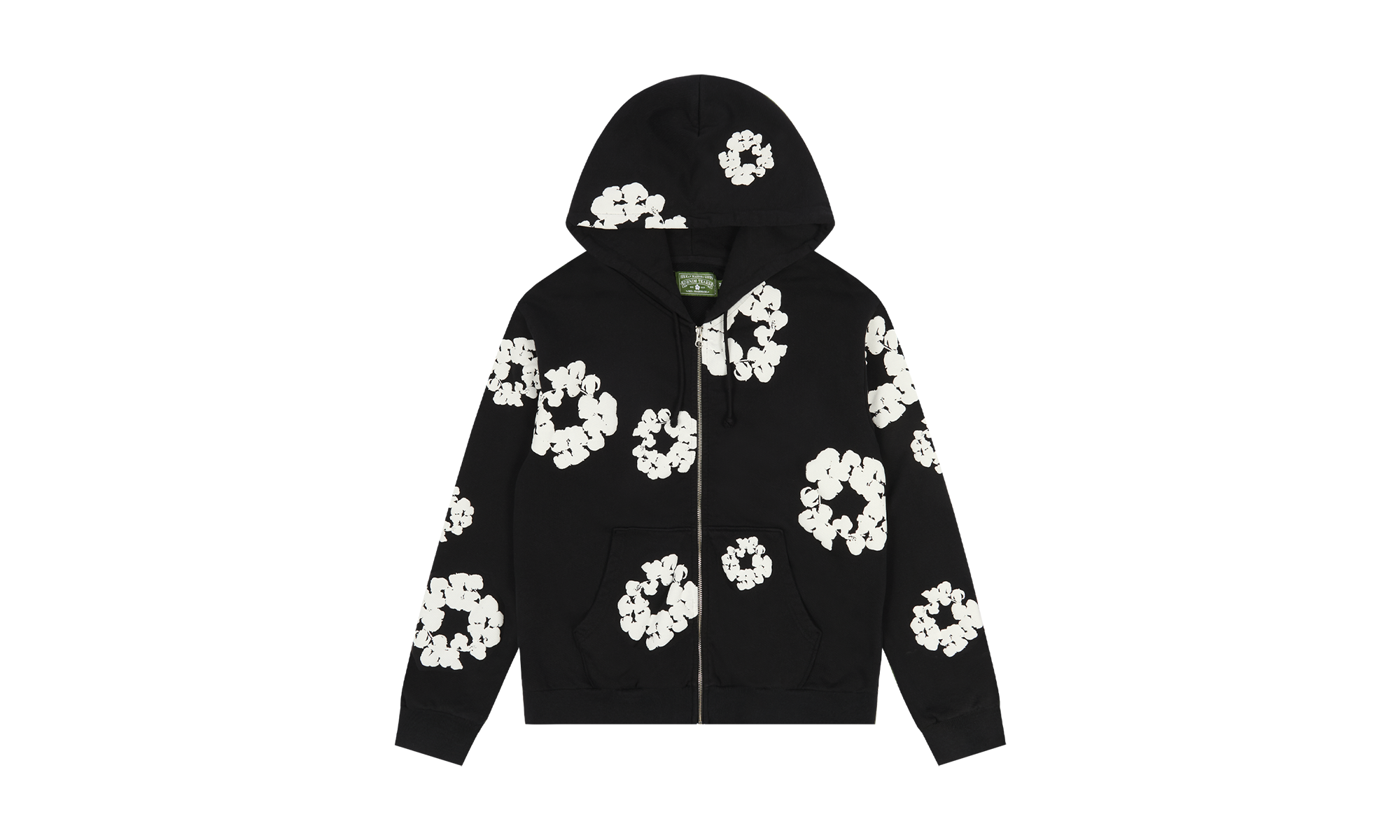 Cotton Wreath Zip Hoodie "Black" DT154