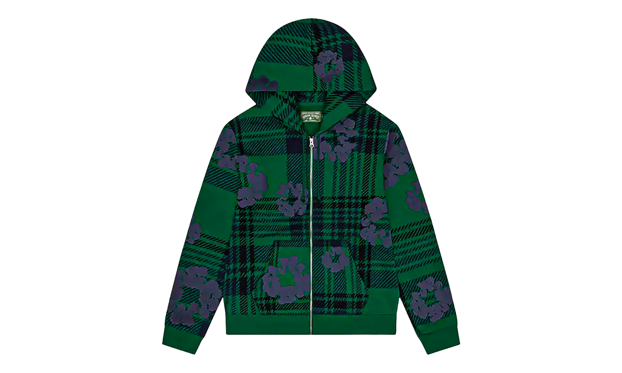 Plaid Cotton Wreath Zip Hoodie "Green" DT385