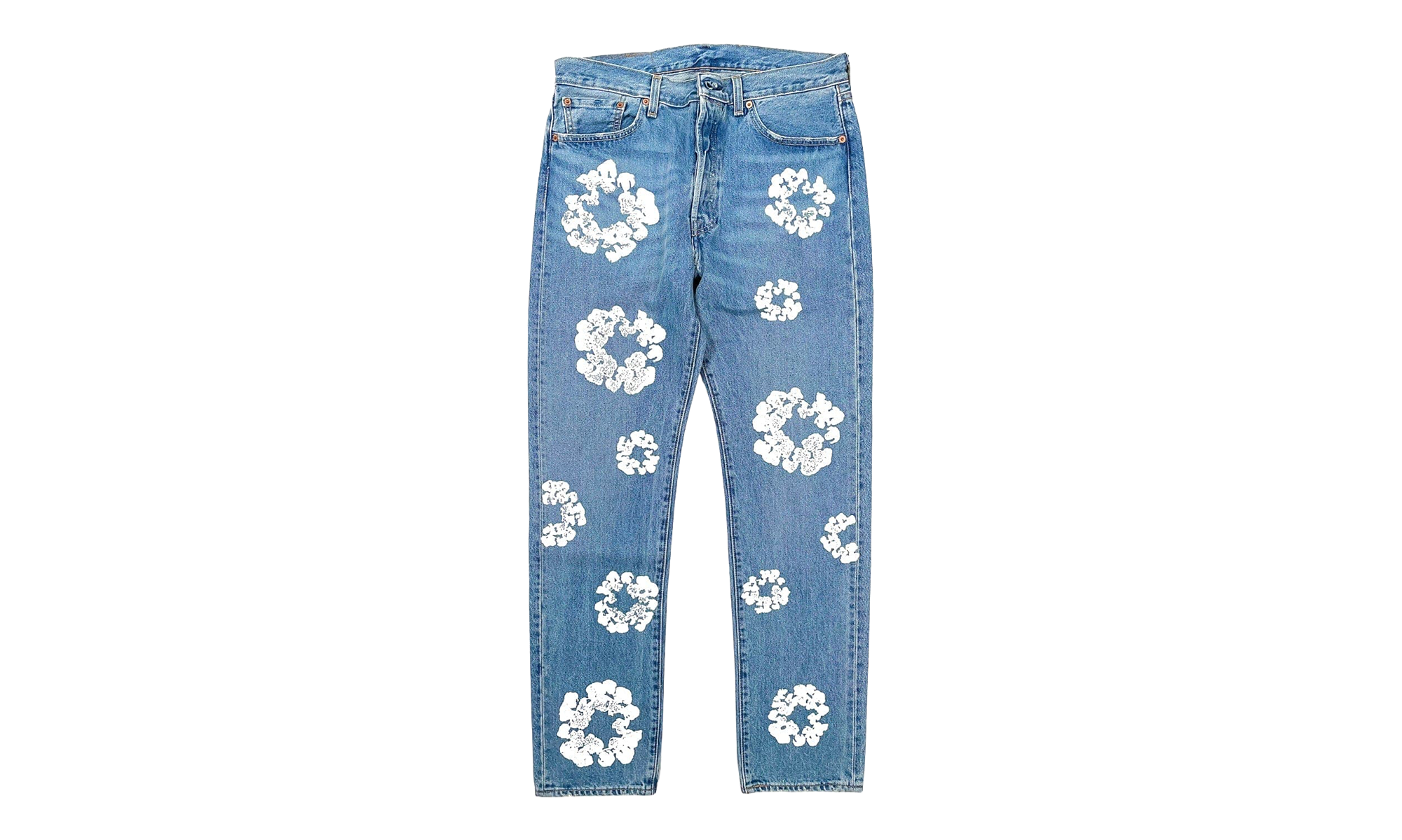 Levi's 501 Cotton Wreath Logo Jeans "Light Wash / Indigo / White" DT303