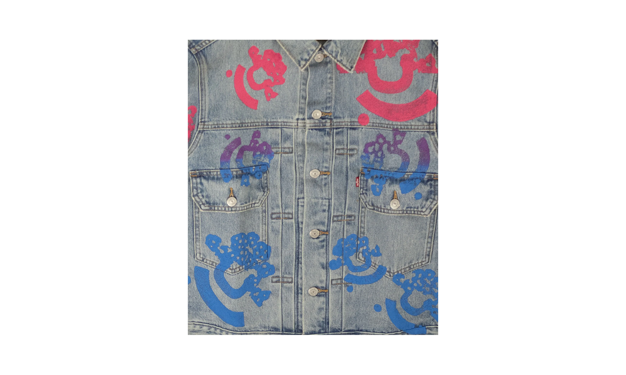 Bstroy Tears Type-2 Light Wash Denim Jacket "Pink / Blue" 802_081_63
