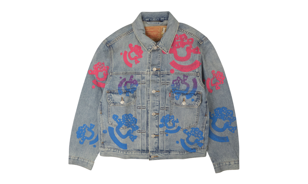 Bstroy Tears Type-2 Light Wash Denim Jacket "Pink / Blue" 802_081_63