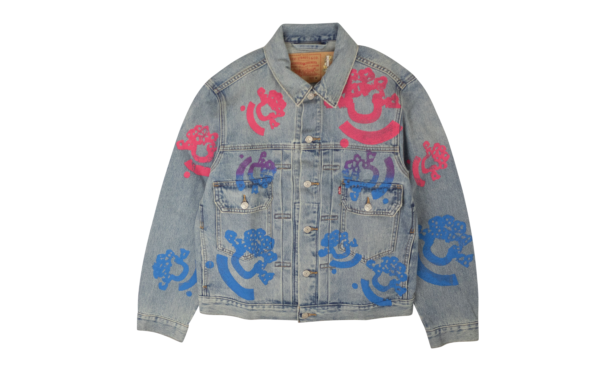 Bstroy Tears Type-2 Light Wash Denim Jacket "Pink / Blue" 802_081_63