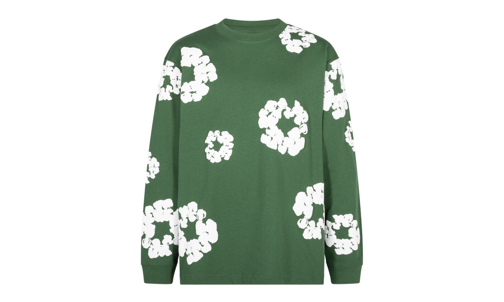 Long Sleeve Cotton Wreath Tee "Green" DT054