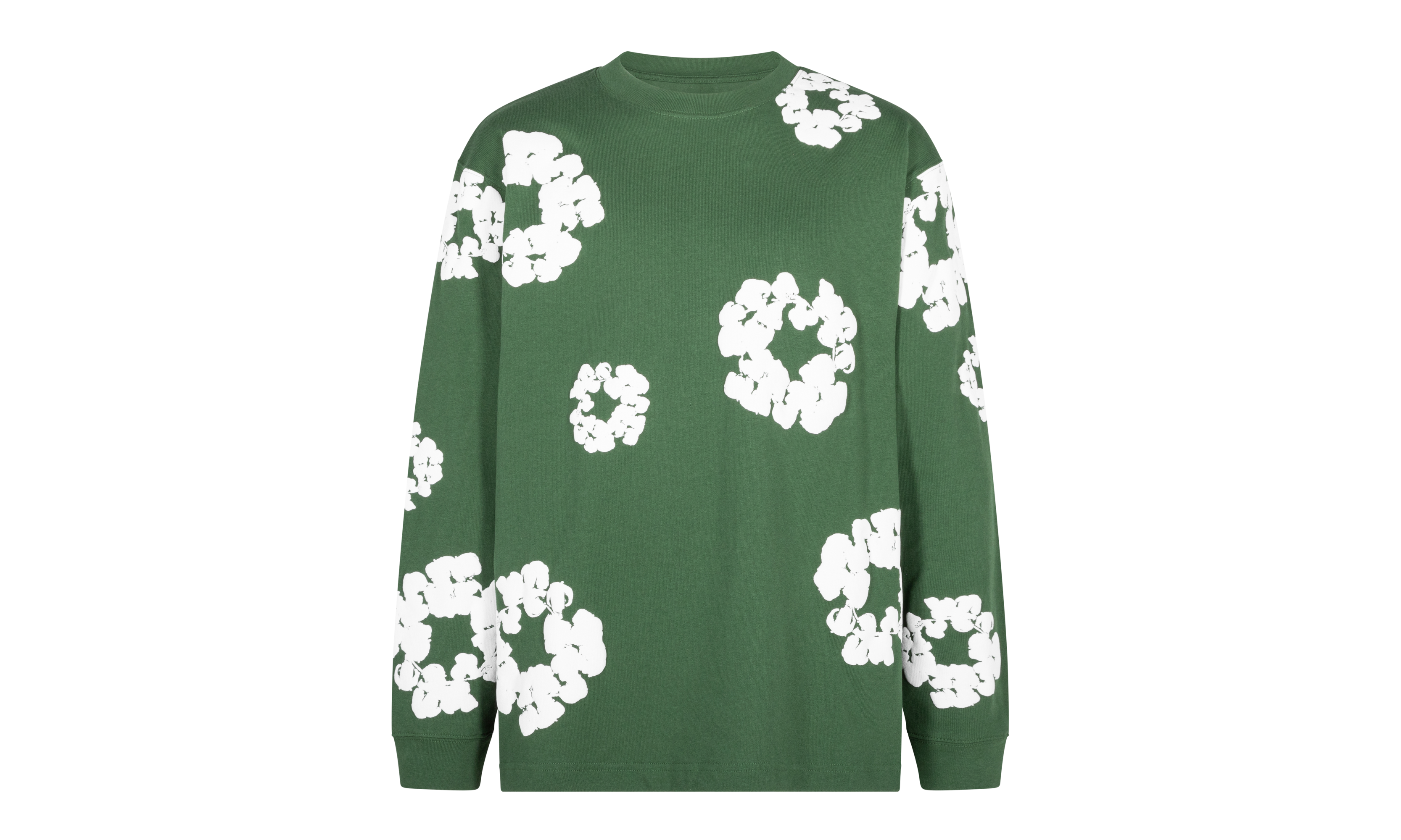 Long Sleeve Cotton Wreath Tee "Green" DT054