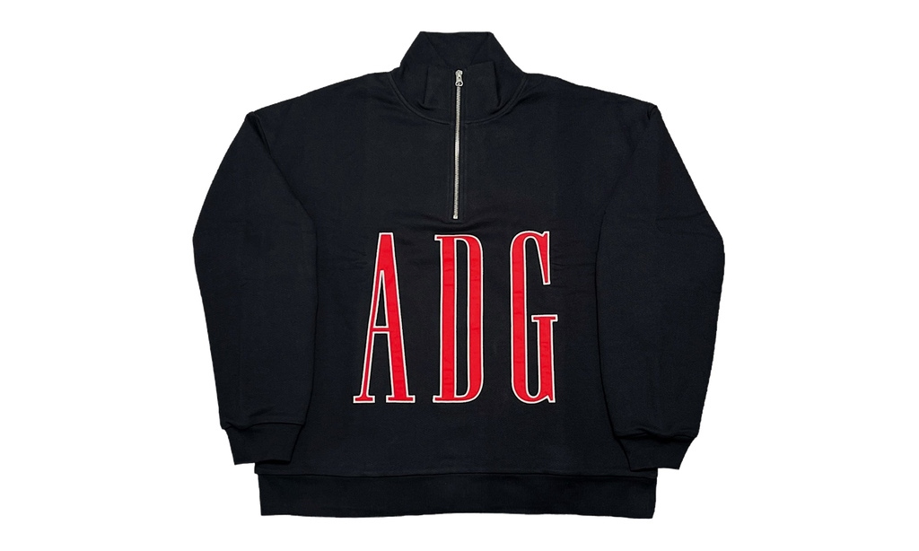ADG Inc. Quarter Zip Sweatshirt "Navy Blue / Red" DT604