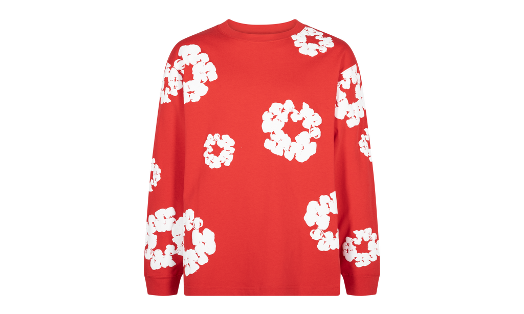 Long Sleeve Cotton Wreath Tee "Red" DT057