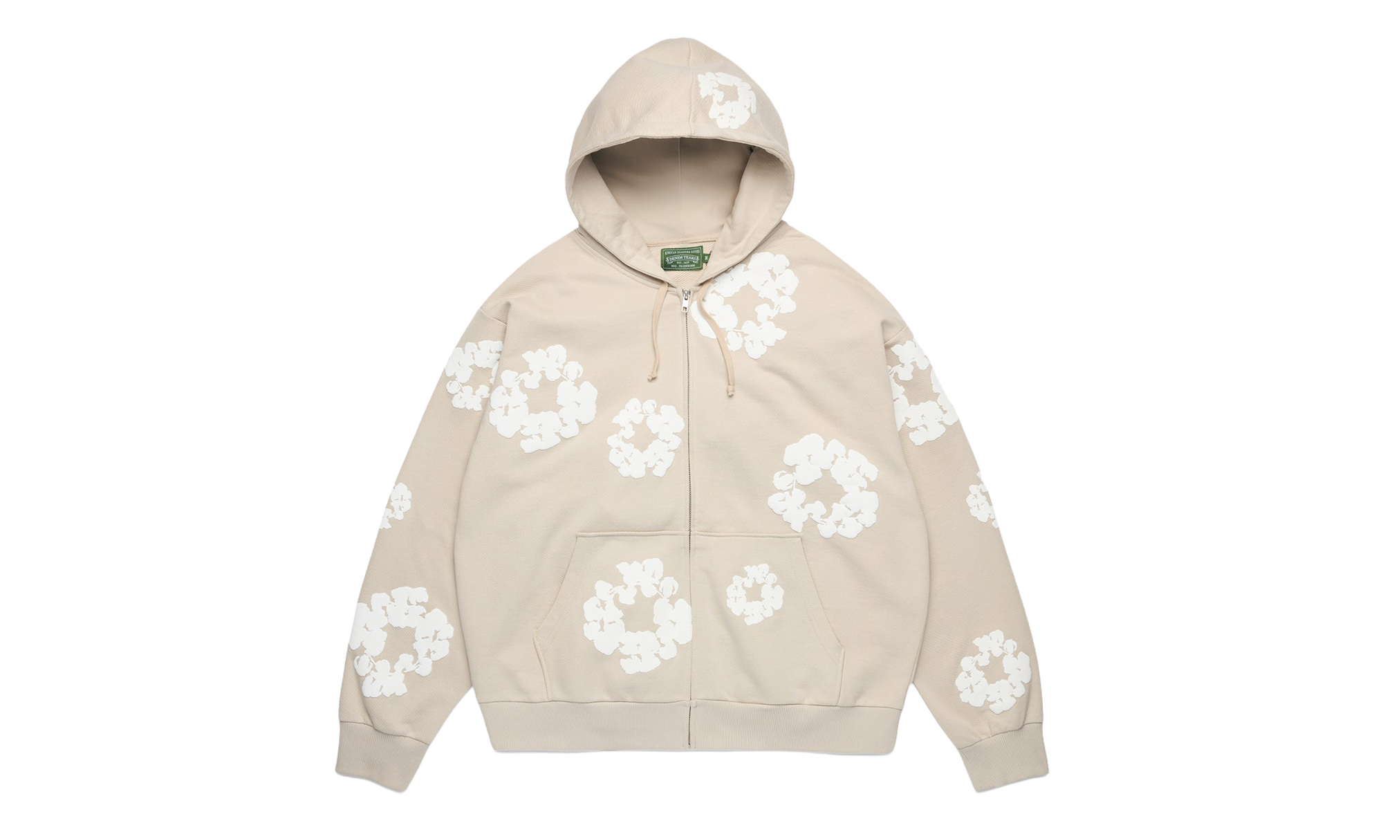 Cotton Wreath Zip Hoodie "Cream" DT613