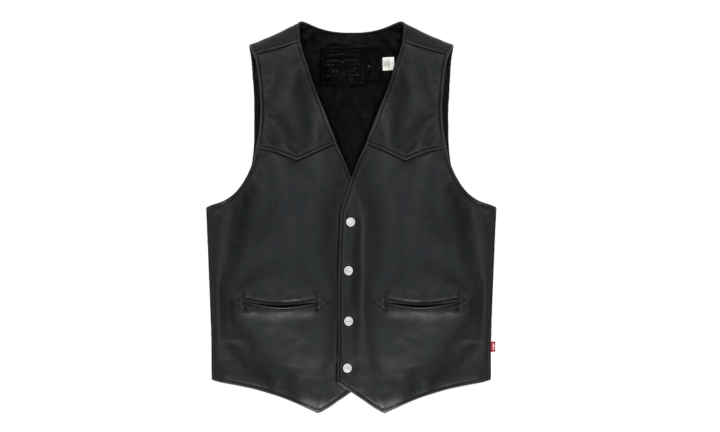 Tracy’s King Tut Patch Leather Vest "Black" DT609