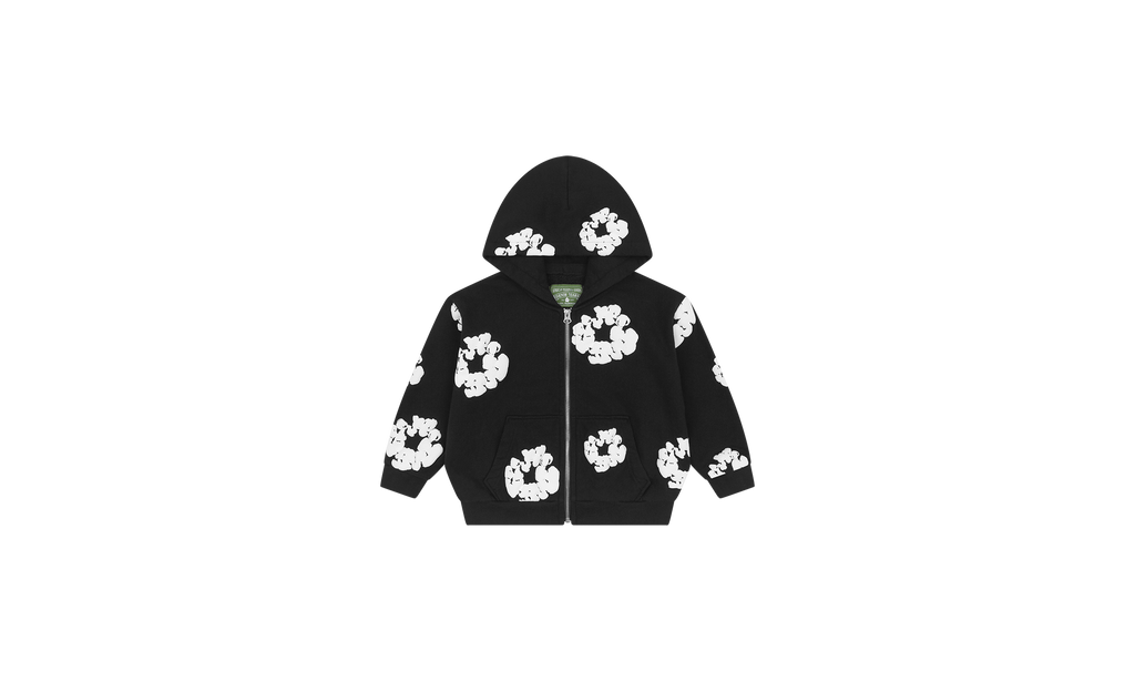Kids Cotton Wreath Zip Hoodie "Black" DT145