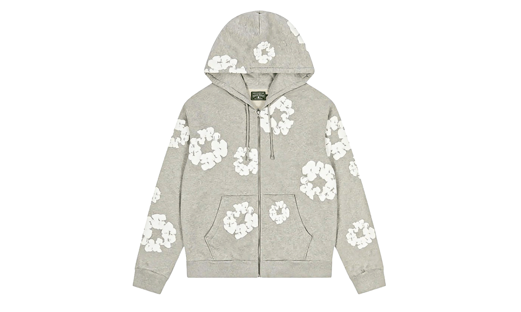 Cotton Wreath Zip Up Hooded Sweatshirt "Grey" DT373