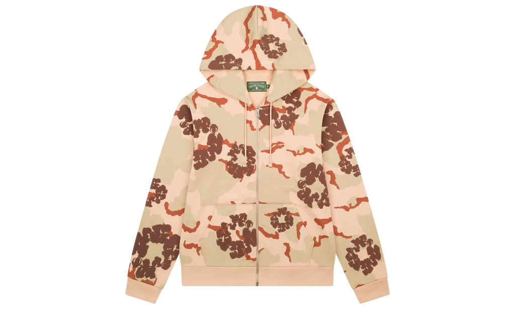 Cotton Wreath Zip Hoodie Tan "Tan Camo" DT131