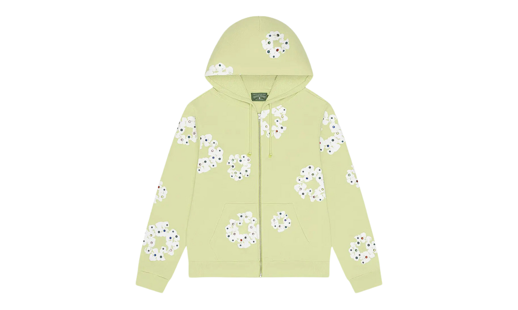 Rhinestone Cotton Wreath Zip Hoodie "Mint" DT517