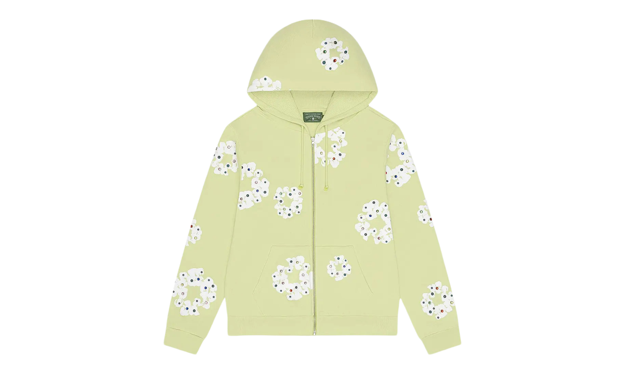 Rhinestone Cotton Wreath Zip Hoodie "Mint" DT517