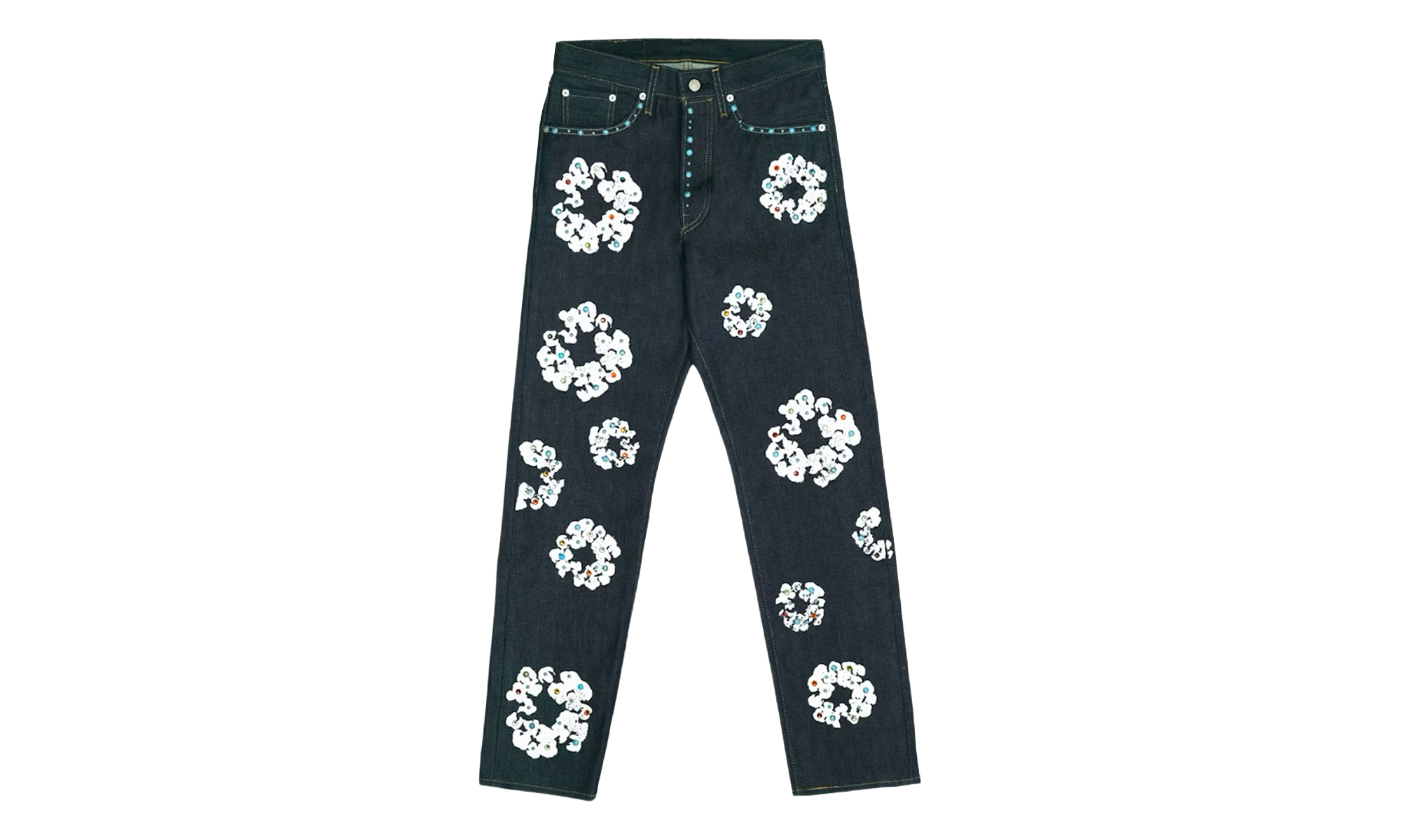 Levi's 501 Cotton Rhinestone Wreath Jeans "Raw" DT313