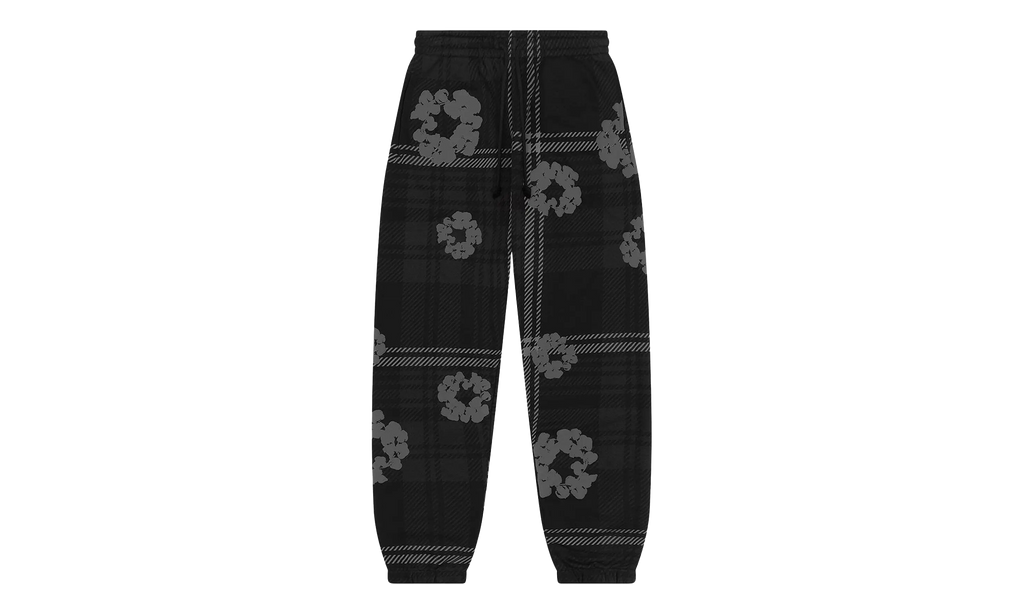 Plaid Cotton Wreath Sweatpants "Black" DT384