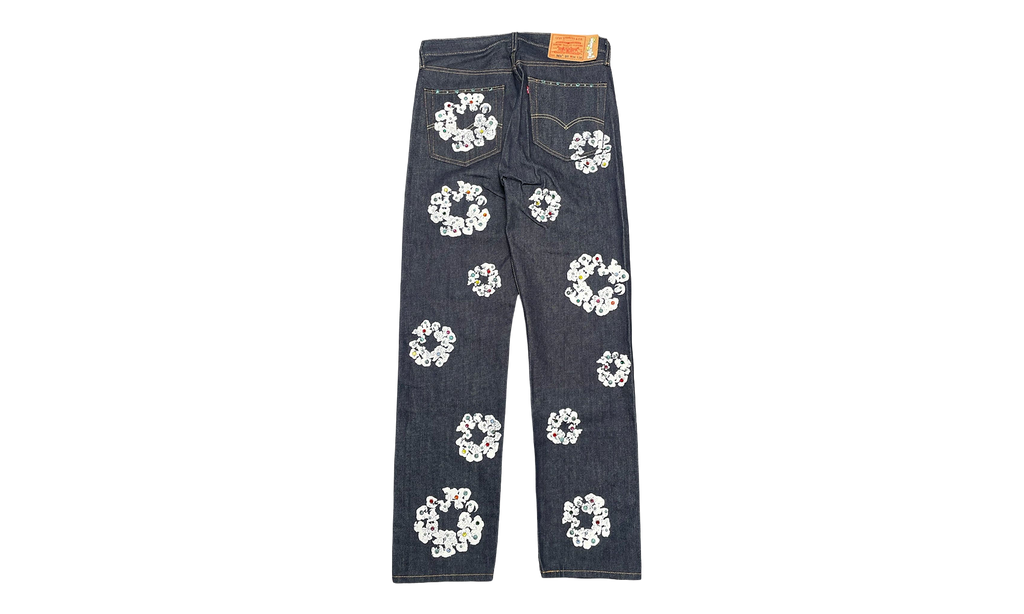 Levi's 501 Rhinestone Cotton Wreath Logo Jeans "Selvedge - Indigo / White" DT295