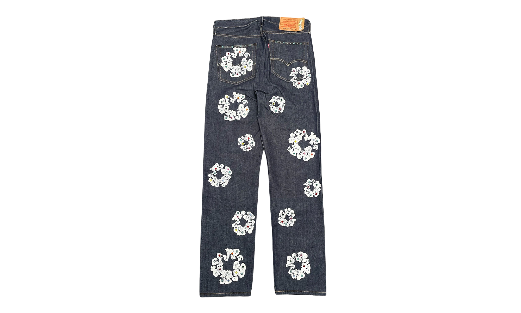 Levi's 501 Rhinestone Cotton Wreath Logo Jeans "Selvedge - Indigo / White" DT295
