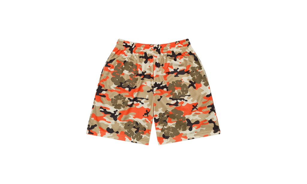 Camo Cotton Wreath Mesh Shorts "Brown" DT177