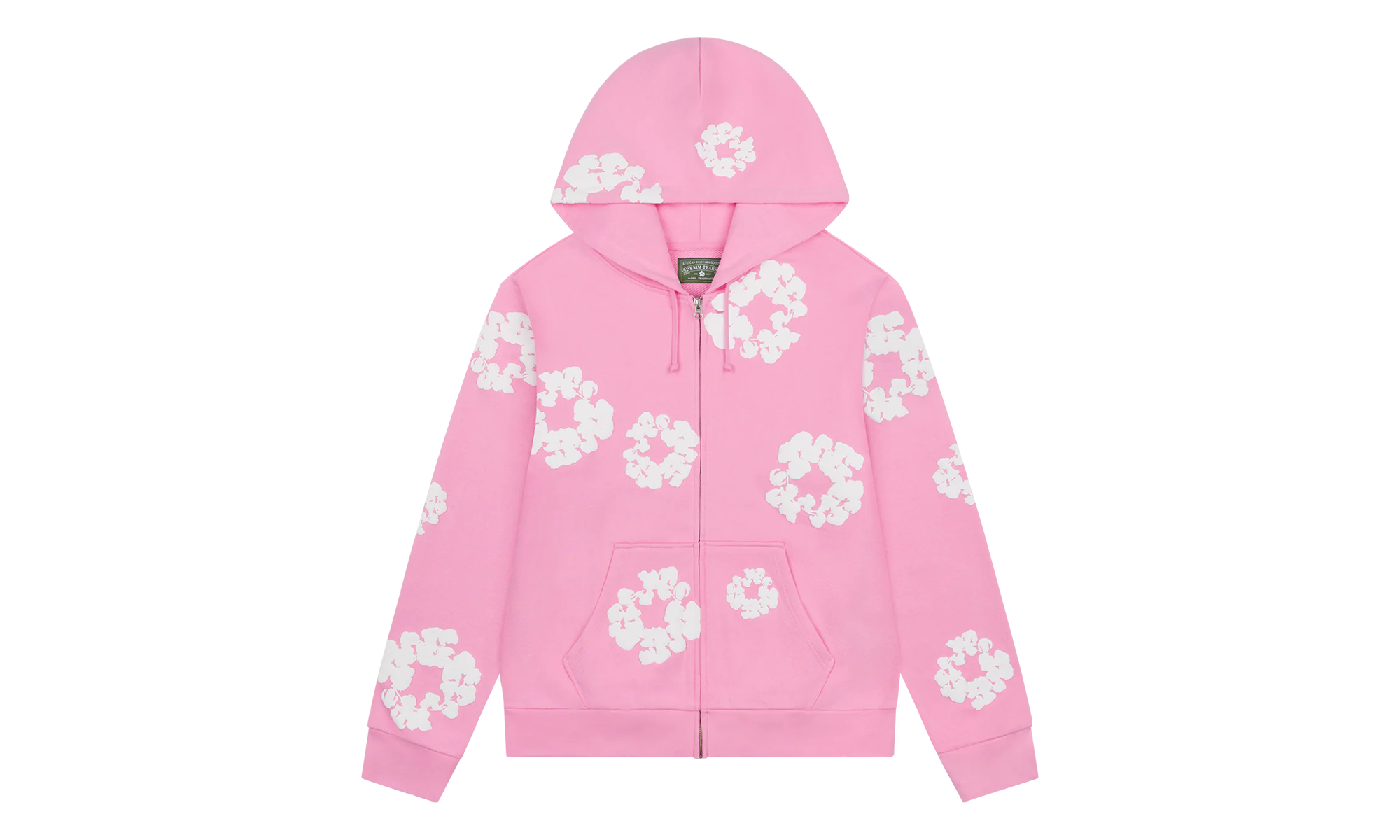 The Cotton Wreath Zip Hooded Sweatshirt "Pink" DT330
