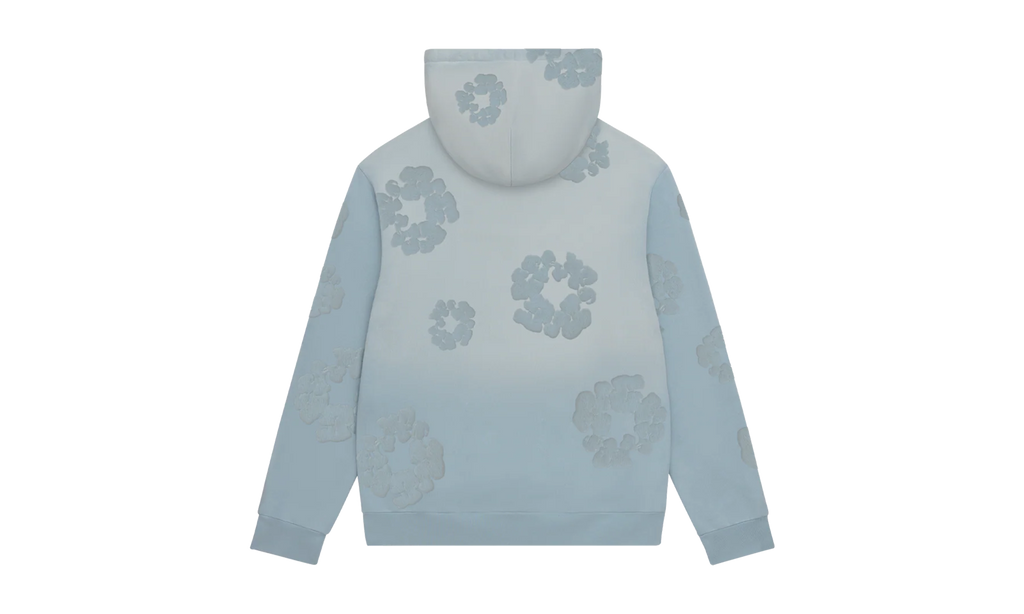 Faded Mono Cotton Wreath Hoodie "Light Blue" DT245