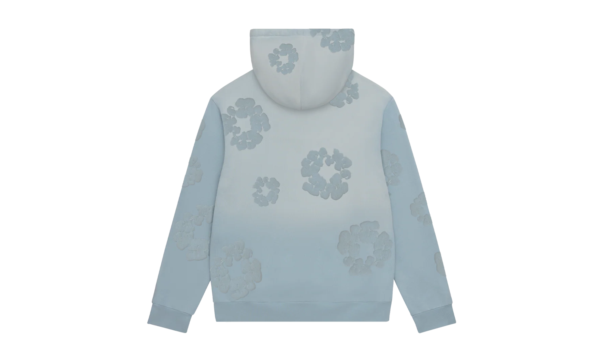 Faded Mono Cotton Wreath Hoodie "Light Blue" DT245