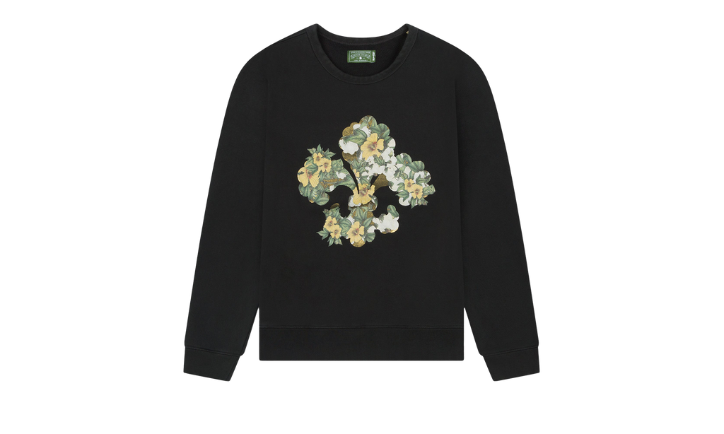Cotton Fleur De-Lis Crewneck "Charcoal" DT084