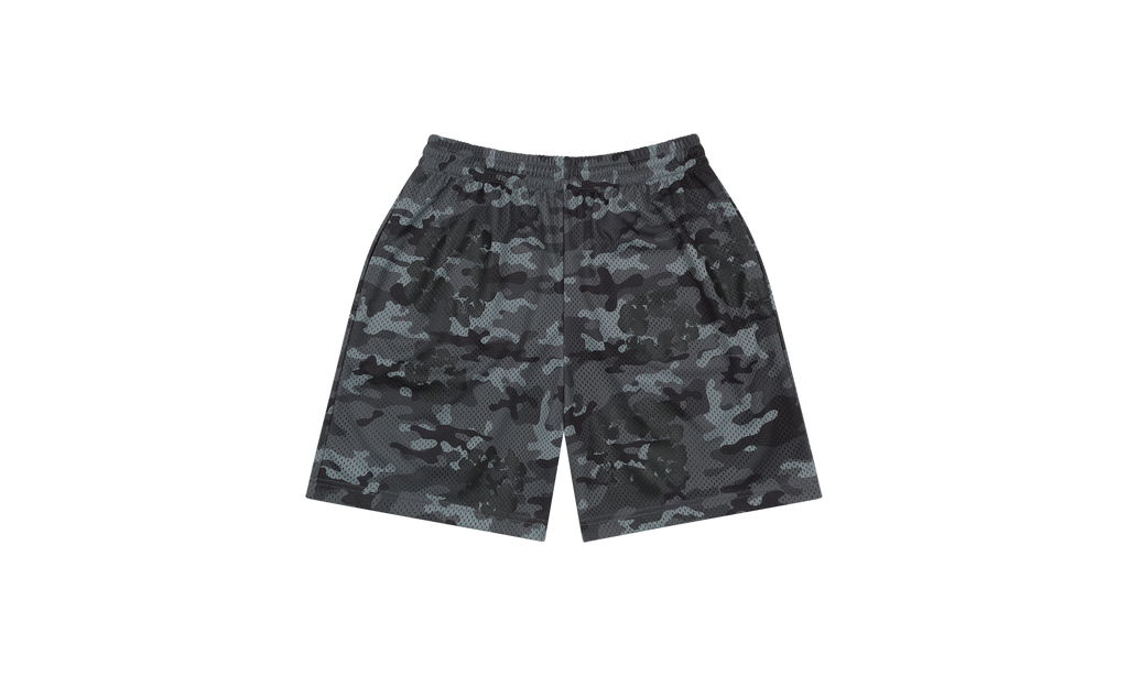 Camo Cotton Wreath Mesh Shorts "Black" DT174